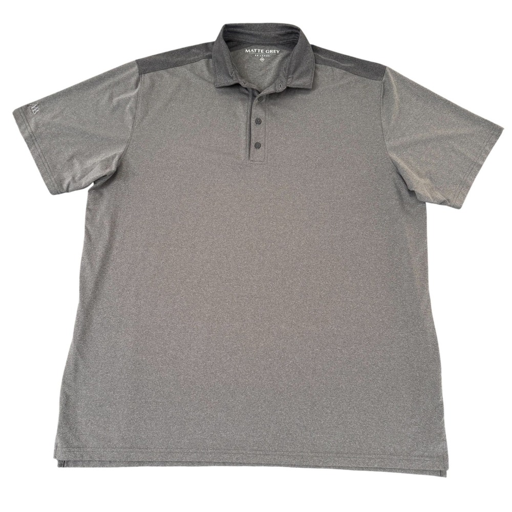 Matte Grey 2XL Gray Heathered‎ Stretch Performance Men's Golf Polo Shirt